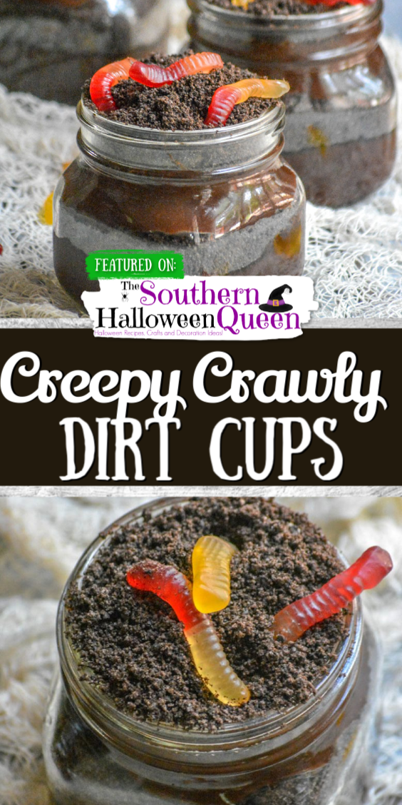 Creepy Crawly Dirt Cup Pudding Parfaits - The Southern Halloween Queen